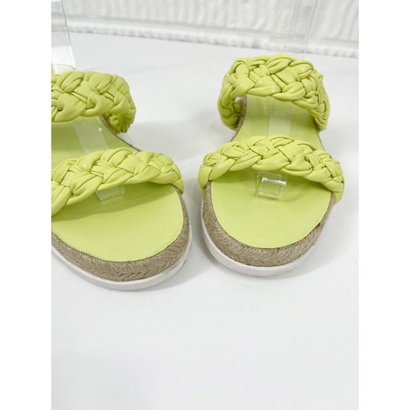 MARC FISHER Lime Green Braided Leather Espadrille Sandals sz 8 - Picture 5 of 9